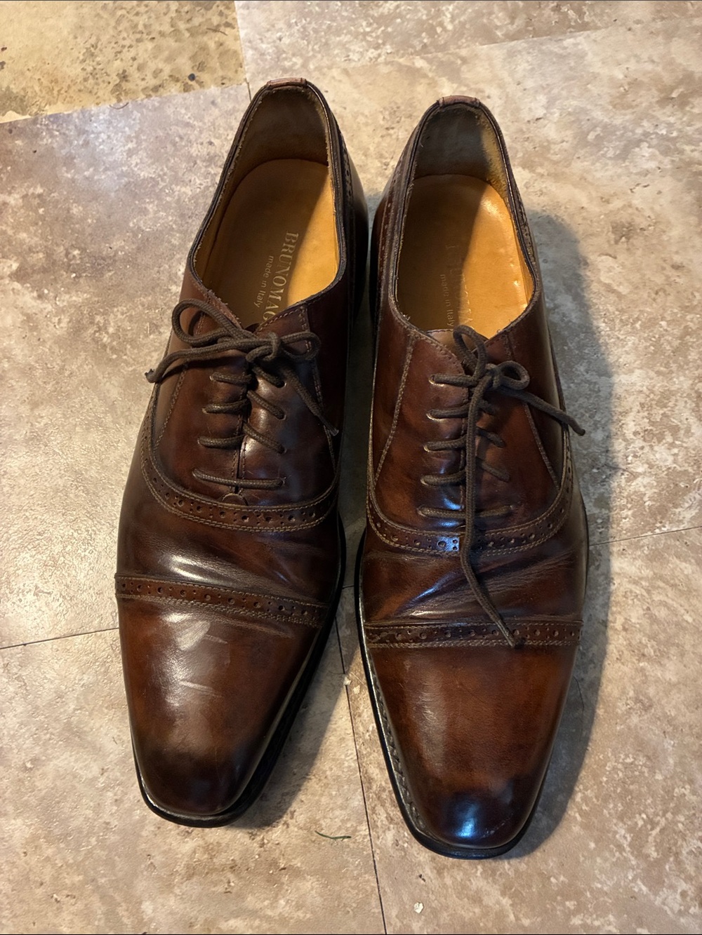 Bruno Magli Italy 🇮🇹 Men's Brown Leather Cap-Toe Oxford-10.5 M stunning!